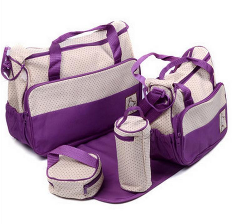 IceStar. 5pc multifunctional baby nappy bag Purple