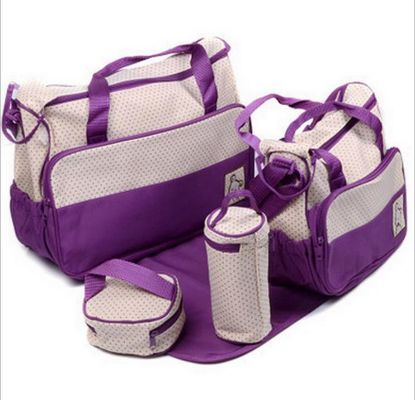 Picture of 5pc multi-functional baby nappy bag - Purple