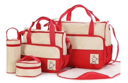 Picture of 5pc multi-functional baby nappy bag - Red