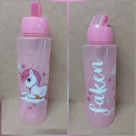 Picture of Personalized 750ml Unicorn Water Bottle - Pink Sitting Unicorn